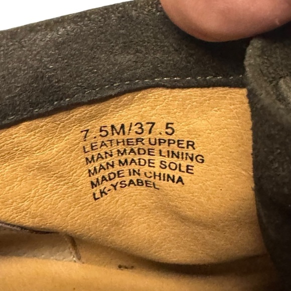 Women’s 7.5M. Lucky Brand Ysabel Booties Green Suede Leather Wedge Ankle Boots - Picture 8 of 8